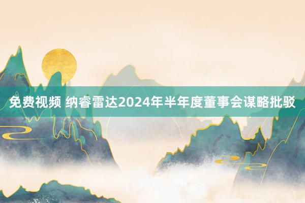 免费视频 纳睿雷达2024年半年度董事会谋略批驳